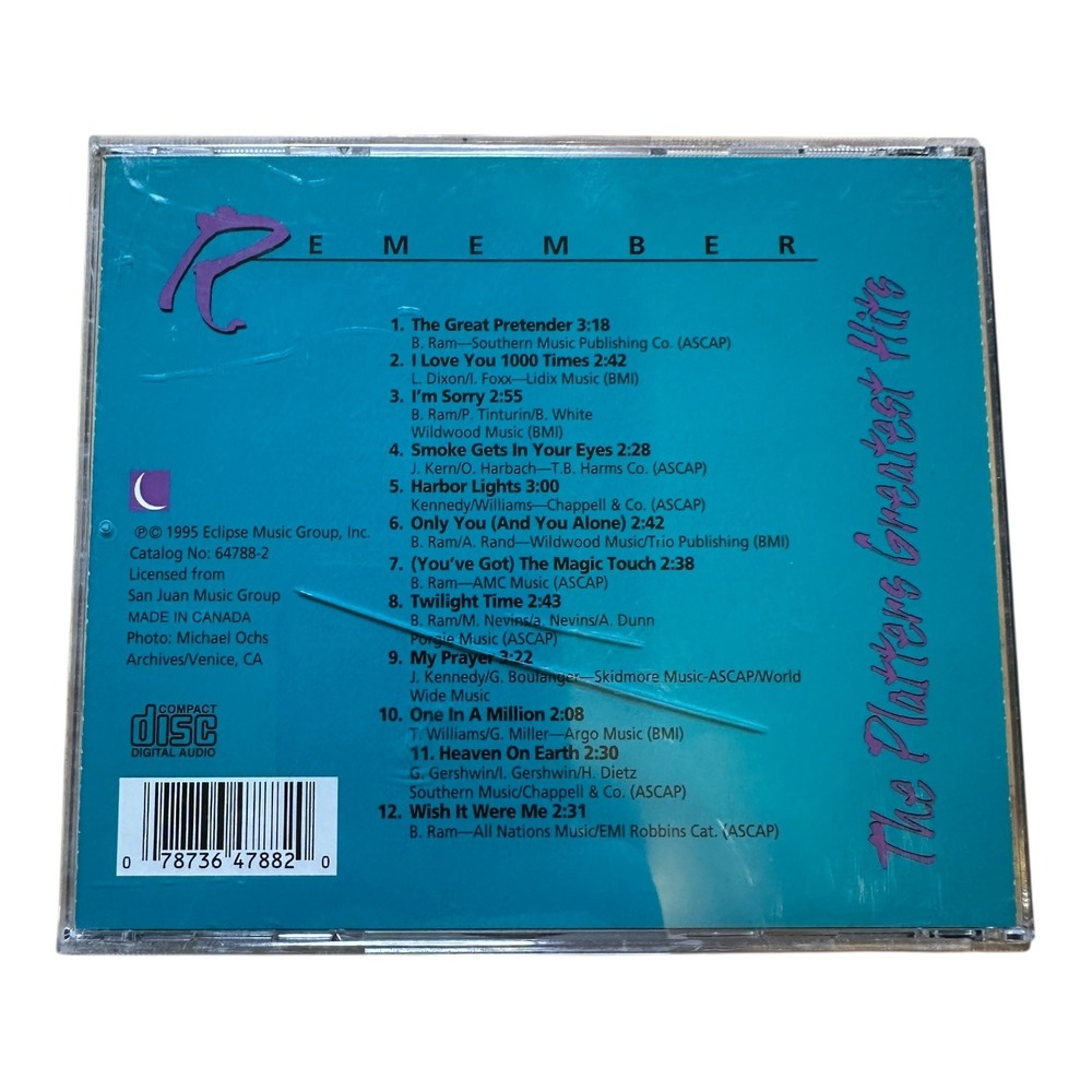 The Platters Greatest Hits CD Remember Eclipse Music Group 1995 - Picture 2 of 2